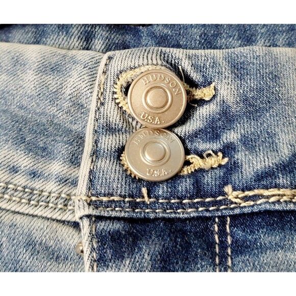 HUDSON Straight Stretch Denim Jeans Flap Back Pockets Slim Fit Mid-Rise 12/32 - Picture 7 of 10